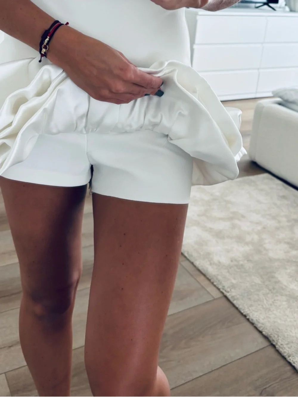 Zara White Sleeveless Ruffle-Hem Mini Dress - Picture 2 of 5